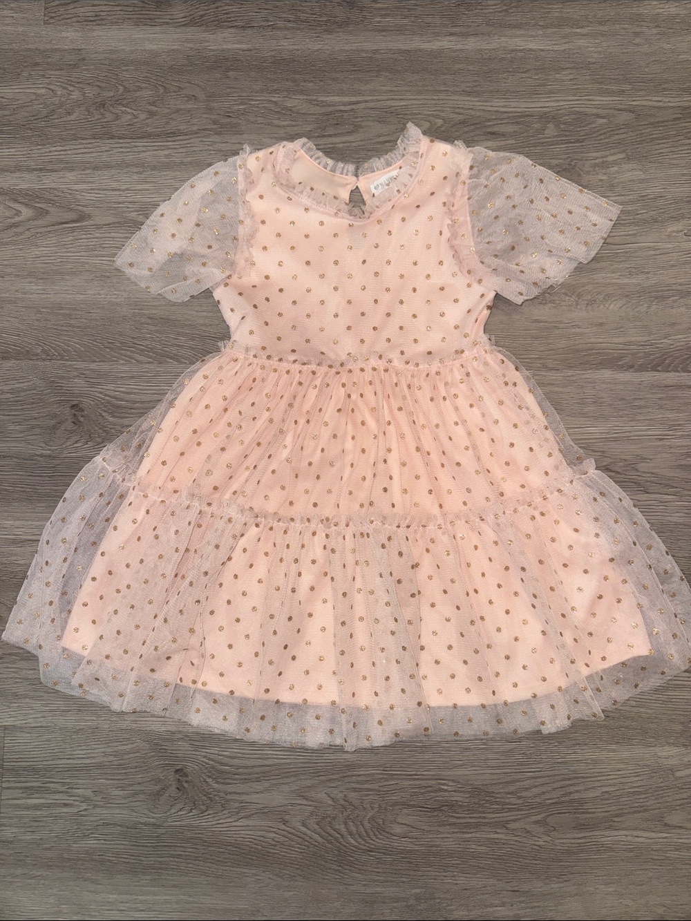 Nannette Girls' Pink Glitter Dot Tulle Dress Size 5 i10